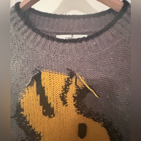 NWT Graphic Zara Knit x Peanuts Woodstock oversized knit sweater-repaired - Picture 8 of 15